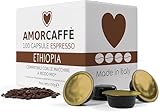 AMORCAFFÈ 100 Coffee Capsules Pods Compatible with Lavazza A Modo Mio, Ethiopia Yirgacheffe