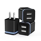 USB Wall Charger, LUOATIP 3-Pack 2.1A/5V Dual Port USB Cube Power Adapter Charger Plug Charging Block Replacement for iPhone Xs/XR/X, 8/7/6 Plus, iPad, Samsung, LG, HTC, Moto, Android