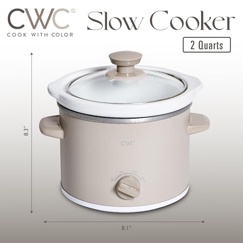 image for COOK WITH COLOR 2QT Mini Electric Round Slow Cooker - Adjustable Setti