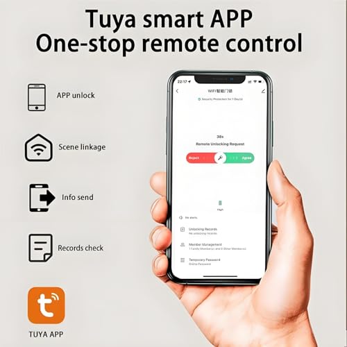 Serrure intelligente WiFi F17 noire avec empreinte et code Tuya - 6
