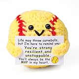 Rimvoe Crochet Positive Softball, Softball Gifts for Lovers Players, with Encouragement Message Card
