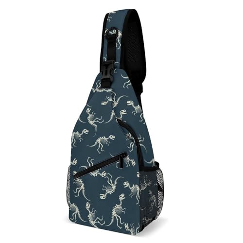 Sac de poitrine squelette de dinosaure crossbody sport et voyage