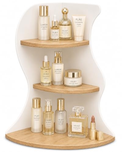 Makeup Organizer Corner Shelf, 3 Tier Vanity Rack, Space Saving Stand