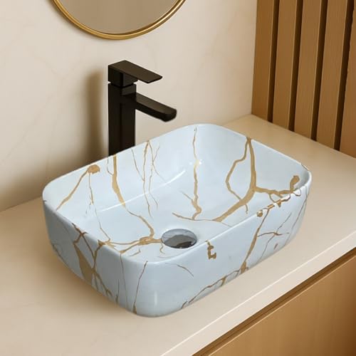 Image of Artiva Ceramic Wash Basin /Tabletop Washbasin For Bathroom,12 inchx16 inch /Small Countetop Bathroom Basin /Table Top Basin For Home,Office,Hotel /Rectangle Glossy Sink (Porto-White,12x16 Inch)
