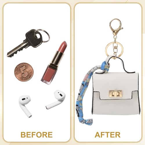 Mini sac à dos porte-clés PATIKIL en cuir blanc pour écouteurs et monnaie - 5