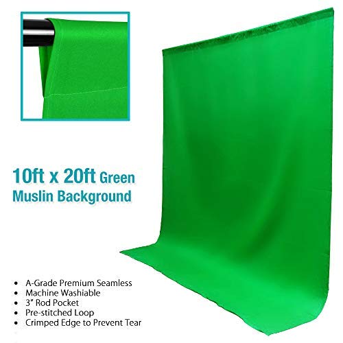 10 x 20 ft. Green Muslin Backdrop, Photography Background Screen, Green Chromakey, LNAPL20G