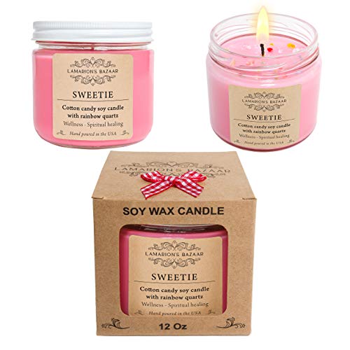 Lamarion'S Bazaar Sweetie - Cotton Candy Soy Candle With Rainbow Quartz thumb #2