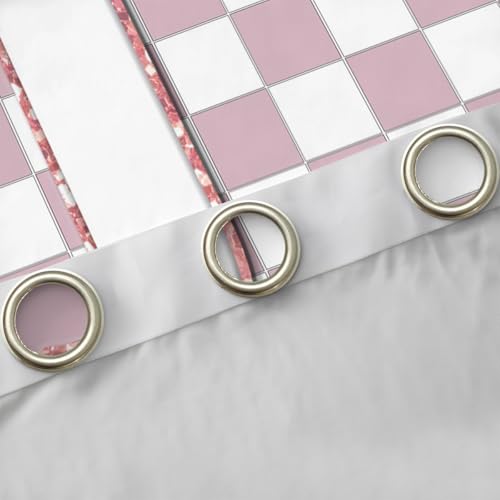 Image of Erosebridal Pink Initial J Window Curtains 42 inch Wx63 L Kawaii Plaid Checkered Blackout Curtains for Kids Girls Bedroom,Cute Personalized Monogram Window Treatments Grids Gingham Drapes Decor 2 Panels