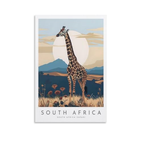 FZYZMSQ South Africa Safari Vintage Travel Poster Wall Art 24x36inch(60x90cm) Unframe,Scenic City Landscape Painting Print,Room Decor & Large Wall Art Scenery Artwork Living for Room Bedroom Office