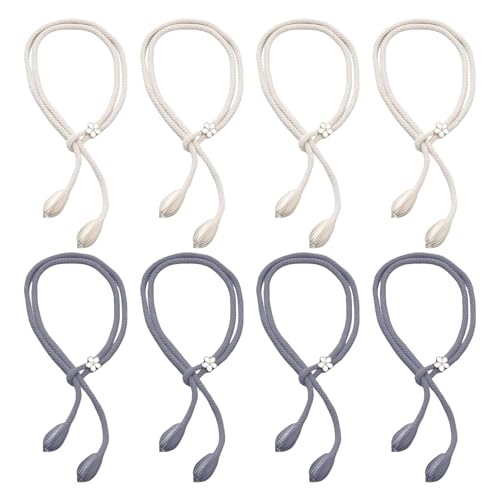 Juadnic Set di 8 fermatenda regolabili per tende in cotone,