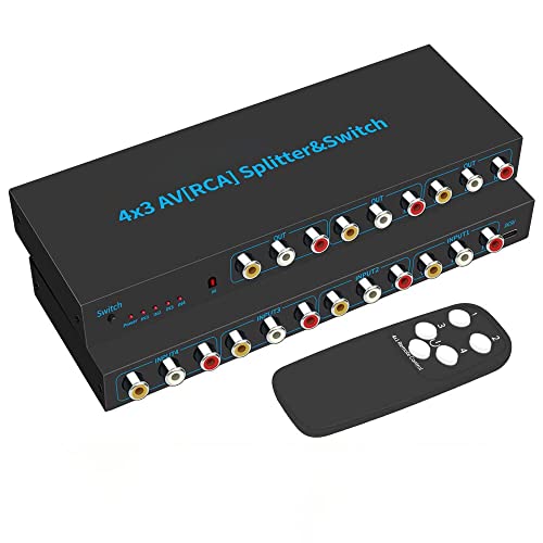 Image of Tobo 4-Way AV Switch RCA Switcher 4 in 3 Out Composite Video L /R Stereo Audio Selector Box for DVD STB Game Consoles-TD-957CC.