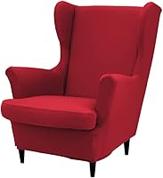 Vista 10 de Fundas para silla Wingback, 2 piezas, fundas elásticas para sillón de ala de color sólido con parte inferior elástica, protector de muebles