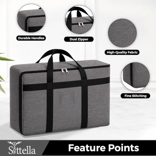 Image of SITTELLA Foldable Storage Bags, 58 L, Grey, 3 Pack | Fabric Storage Organizer Box, With Zip, Blanket & Quilt Storage, Space Saving Container