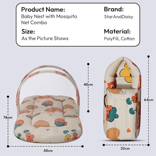 Image of StarAndDaisy 2-in-1 Baby Sleeping Bag with Mosquito Net for Newborn - Soft & Breathable Cotton Sleeping Sack Cum Wrapper /Foldable Bag for Baby Protection /Infant (0-12 Months) (Rainbow Print)