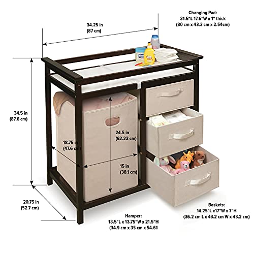 Modern Baby Changing Table With Laundry Hamper, 3 Storage Baskets, And Pad #TOP7