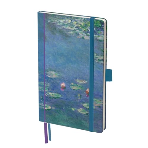 RainCaper Vegan Leather Journal Notebook, 160 Dot-Grid Pages, 5.7 inches x 8 inches, Journal - Monet Water Lilies