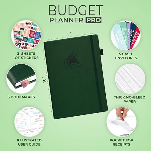Clever Fox Budget Planner Pro - Financial Organizer + Cash Envelope Budget System. Monthly Finance Journal, Expense Tracker & Personal Account Book. Undated - Start Anytime. (7\'\'x10\'\') – Dark Green