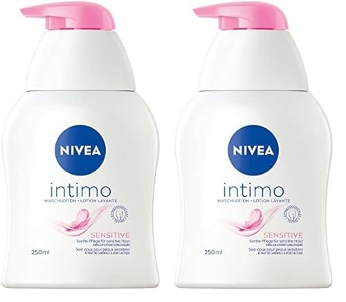 NIVEA Intimo Waschlotion Sensitive (250 ml), Intim Waschgel mit Milchsäure, Kamillenextrakt und Panthenol, Intim Waschlotion für sensible Haut (Packung mit 2)