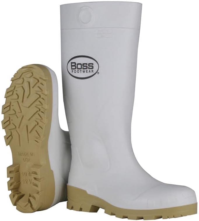 Boss Unisex PVC Plain Boots White 11 US Waterproof 1 Pair 16 in.