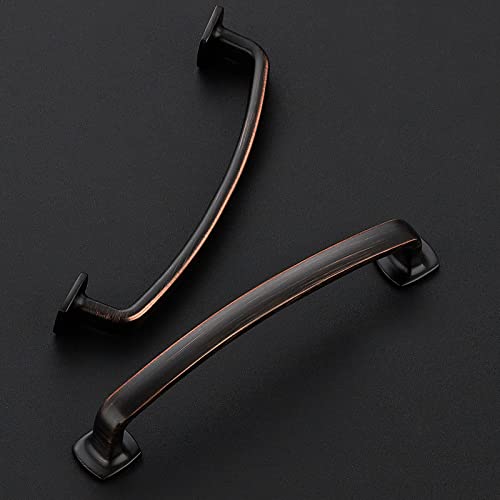 Ravinte Arch Cabinet Pulls Solid 10 Pack 5 Inch Oil Rubbed Bronze Kitchen Cabinet Handles Flat Square Foot Curved Drawer Pulls Hardware For Kitchen Cabinet #TOP1