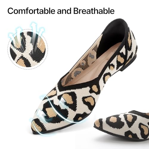 Image of ATHMILE Pointed Toe Flats for Women Comfortable Knit Ballet Flats Shoes | Slip-on Lightweight Dressy Work Shoes Machine Washable Womens Flats for Work Office Business Casual Wedding
