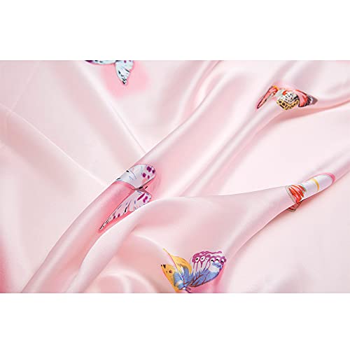 Nasoperfect Silk Feeling Scarf Large Headscarf Fashion Butterfly Pattern Hair Wraps Soft Neck Scarves For Women Pink 70" X 35" #TOP4