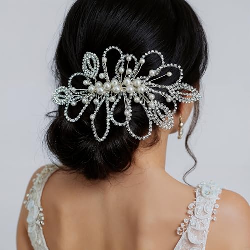 Peine de cabello para bodas con pedrería elegante miniatura 1