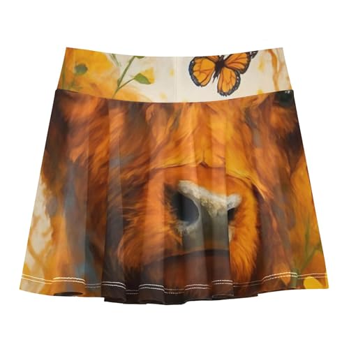 Toddlers Tennis Skirts Cow Butterflies Yellow Florals Athletic Shorts Girls Skorts Personalized Teen Cheer 4t2