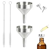 2 Stück Trichter Klein Mini Trichter Edelstahl Funnel Minitrichter Metall mit 2 Reinigungsbürste Kleiner Trichter Abfüllen von für Kosmetik und Flüssigkeiten Autos Betanken Flaschen funnel