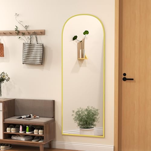 HOMCOM Espejo de Pie Cuerpo Entero de Aleación de Aluminio Espejo de Pared con 2 Formas de Uso Rectangular 60x1,5x165 cm Dorado - imagen 9