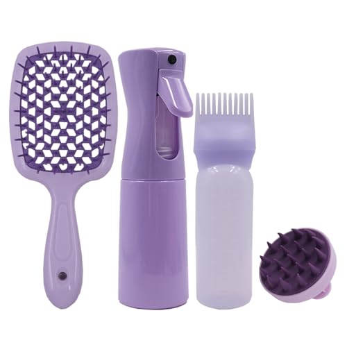 inheming 4 aplicadores de aceite para el cabello, botella de spray para el cabello, cepillo de masaje para el cuero cabelludo, cepillo para el pelo, peine de raíz, botella aplicadora para teñir el