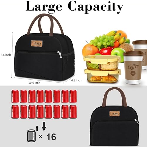 Image of Misamo Enterprise Insulated Lunch Bag, Leakproof, High Capacity, Black