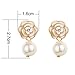 Fashion Design Faux Pearl Charm Flower Dangle Drop Earrings Studs For Women (White)