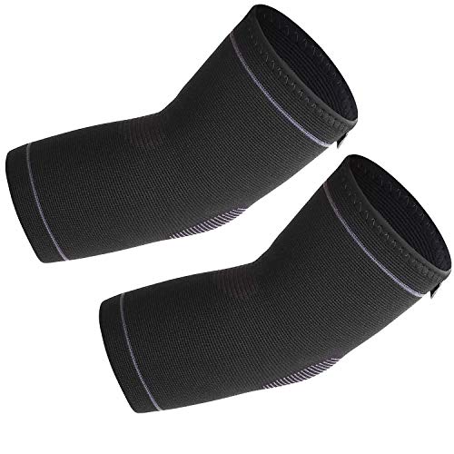 Protle Elbow Brace Compression Support Sleeve (Pair)–Pain Relief & Inflammation from Tendonitis, Tennis, Golf Elbow, Arthritis. Provide Protection for Workout, Weightlifting, Tennis