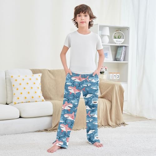 Boys' Pants Blue Pink Shark Long Bottoms Jogger Pants Elastic Waist Trousers with Pockets S-XL3