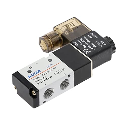 Válvula solenoide 3V210-08 de control direccional de aire de 3 vías y 2 posiciones CC 24V 4