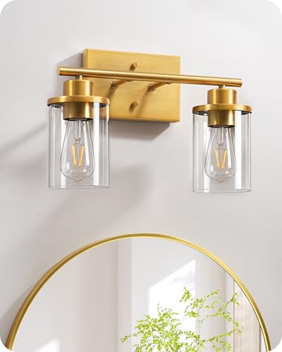EDISHINE Bathroom Light Fixtures, 2-Light Gold Bathroom Vanity Light, Modern