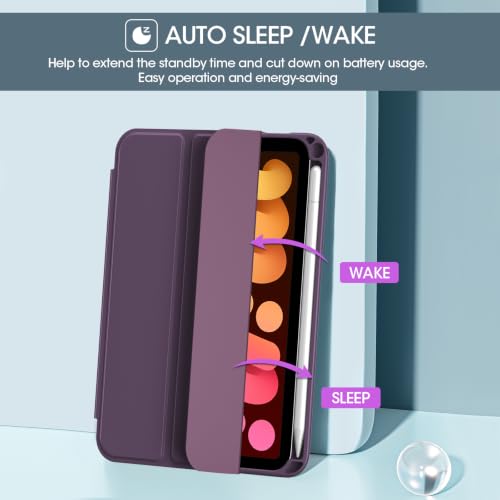 Image of ProCase Smart Case for iPad mini 7 A17 Pro 2024 /Mini 6 2021 8.3 inch -Purple | Slim iPad Mini 7th /6th Gen Case with Pencil Holder Hard Back Cover for iPad Mini 8.3 Inch 7th Gen /6th Gen