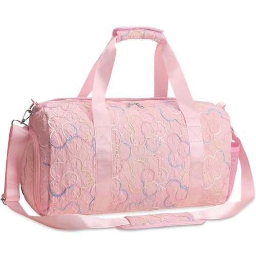 Gym Travel Duffle Bag for Girls with Shoe & Wet Pocket