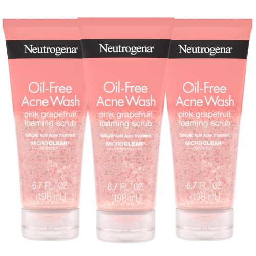 Neutrogena Oil Free Pink Grapefruit Acne Face Scrub, 3 x 6.7 oz
