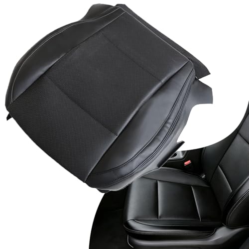 NLQR Perforated Front Driver Bottom Replacement Seat Cover Compatible with Subaru Outback 2015 2016 2017 2018 2019，Microfiber Leather, Slate Black with Black Stitching