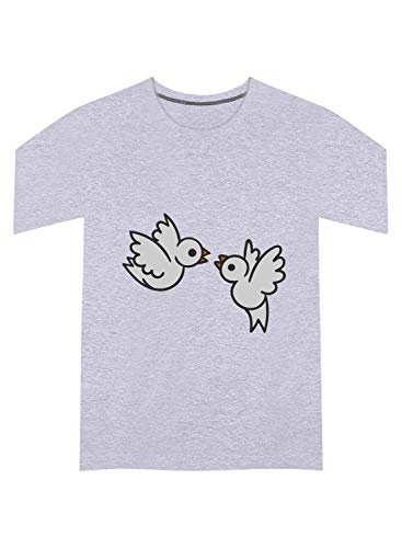 Image of CreativiT Graphic Printed T-Shirt for Unisex Love Birds Tshirt | Casual Half Sleeve Round Neck T-Shirt | 100% Cotton | D00585-41