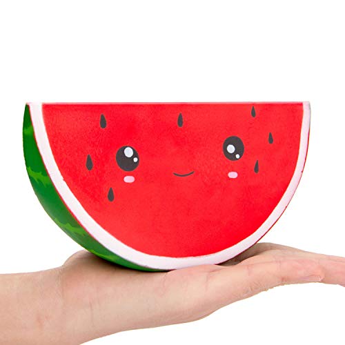 R HORSE Jumbo Cute Watermelon Squishy Kawaii Cream Scented Squishies Slow Rising Decompression Squeeze Toys for Kids or Stress Relief Toy Hop Props, Decorative Props Large (Smile Watermelon)