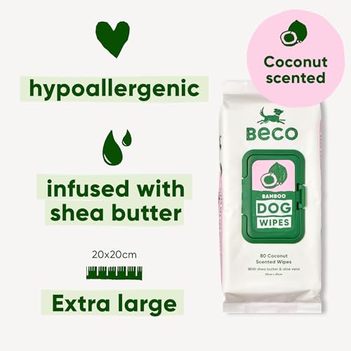 Beco Dog Wipes - 4 Packs of 80, Unscented, for Paws Body and Bum, Plant-Based Grooming Wipes, white, 80 count (Pack of 4) - Image 2