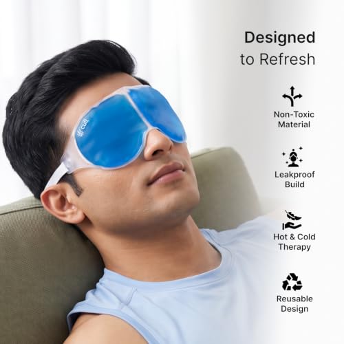 Image of Cult Cooling Eye Gel Mask for Dark Circles, Puffiness & Dry Eyes | Reusable Hot & Cold Compression Pad for Migraine Relief, Strain & Swelling | Skin-Safe Face Pack (Blue, Pack of 1)