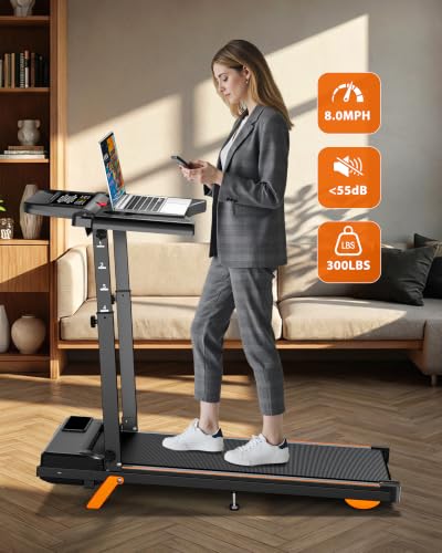 Image of Walking Pad Treadmills for Home - Foldable Treadmill with Handle Bar, 4 Levels Height, 12% Incline, Stand Desk