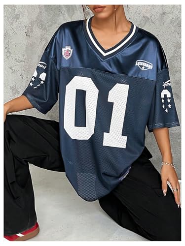 Floerns Women's Camo Print Team Sports T Shirts V Neck Basketball Jersey Tee Shirts