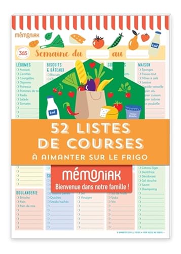 52 listes de courses Mémoniak - bloc aimanté à compléter