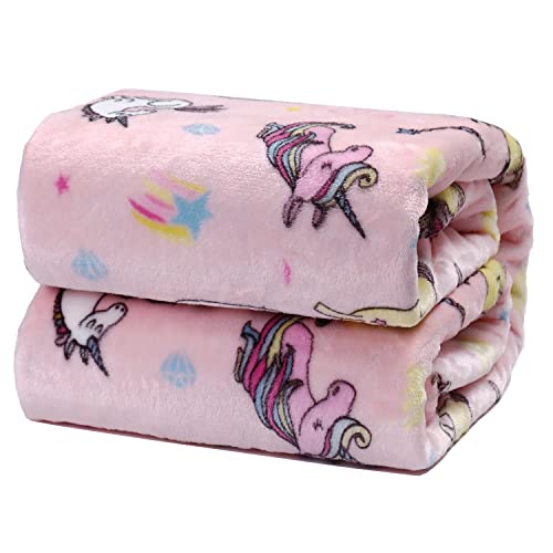 DALINA TEXTIL - Mantas para Sofás de Franela 130X160CM Estampado Unicornio - Mantas para Cama 100% Poliéster Extra Suave para sofá, Cama o Sala de Estar