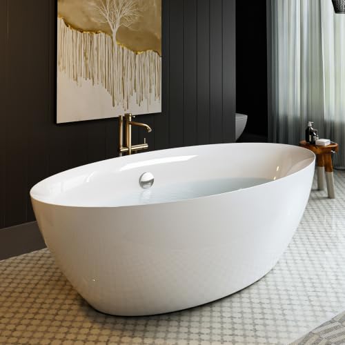 Empava Bathtub, 71' Freestanding Tub with Chrome Drain and Overflow